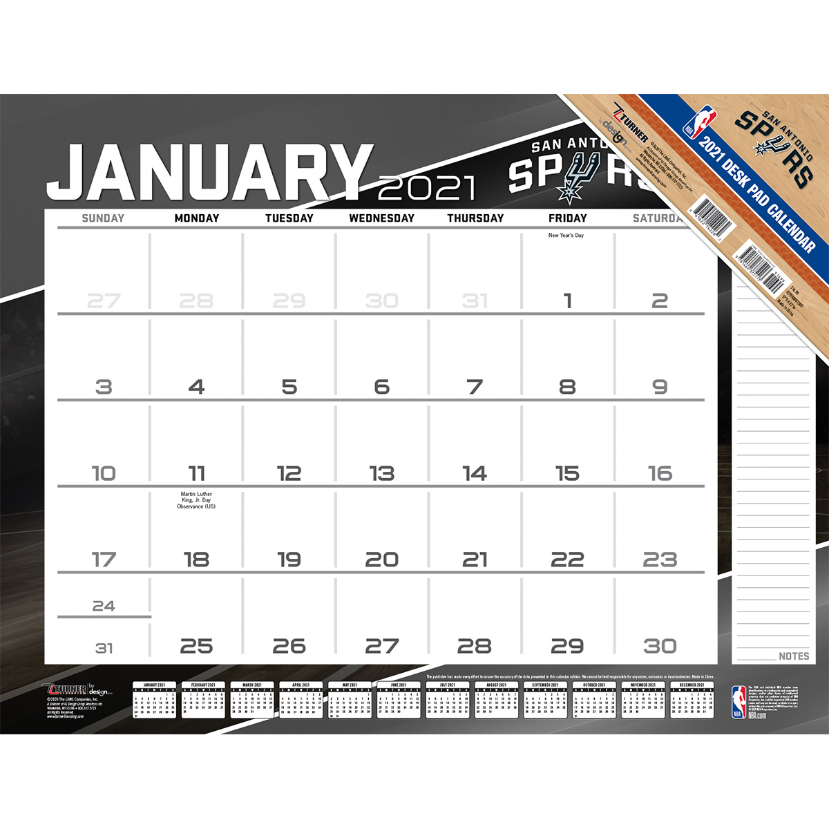 San Antonio Spurs 2020 Nba 22 X 17 Desk Calendar Buy At Khc