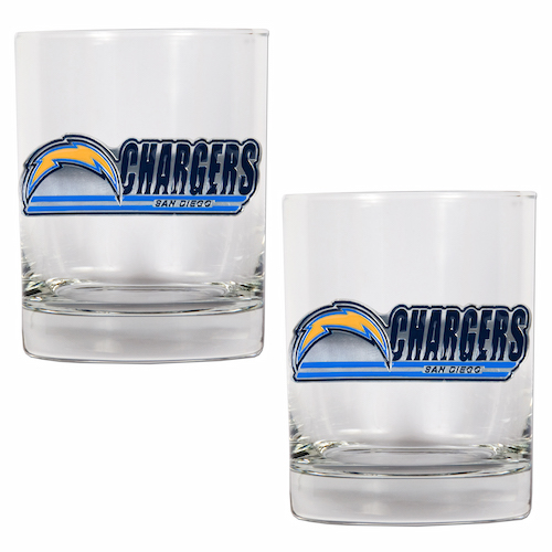 San Diego Chargers NFL Logo 2pc Rocks Glass Set