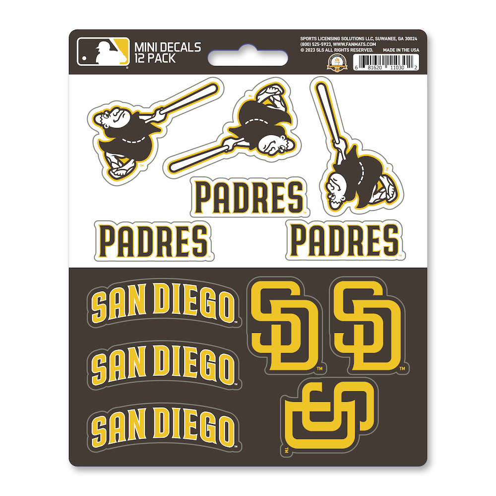 San Diego Padres Team Logo Mini Decal 12 Pack