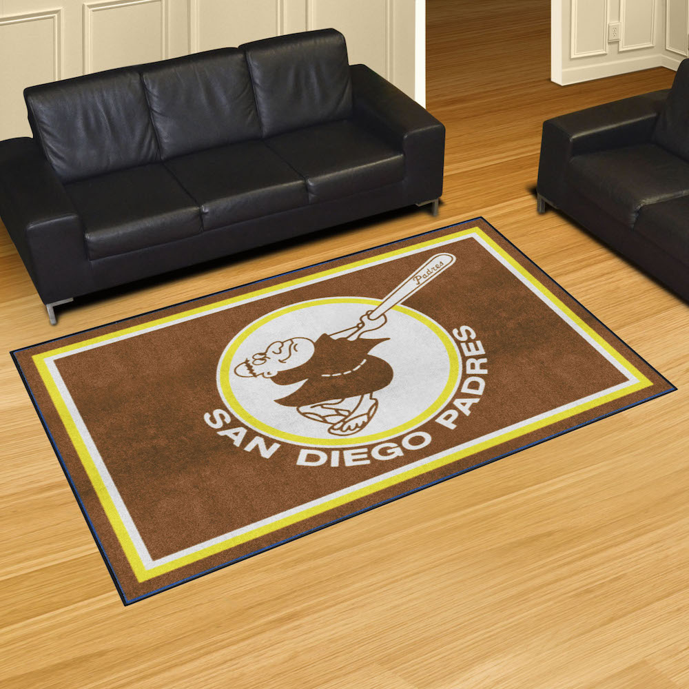 San Diego Padres MLBCC Vintage 5x8 Area Rug Throwback Logo