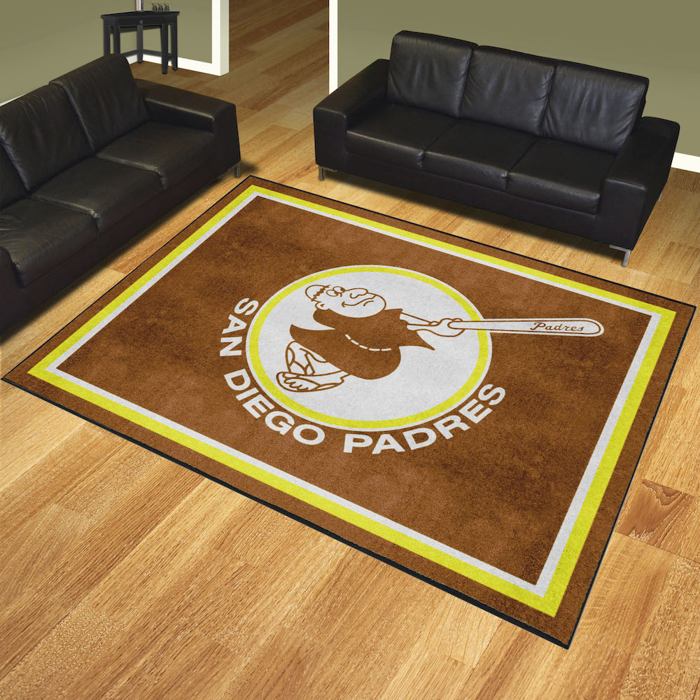 San Diego Padres MLBCC Vintage Ultra Plush 8x10 Area Rug Throwback Logo