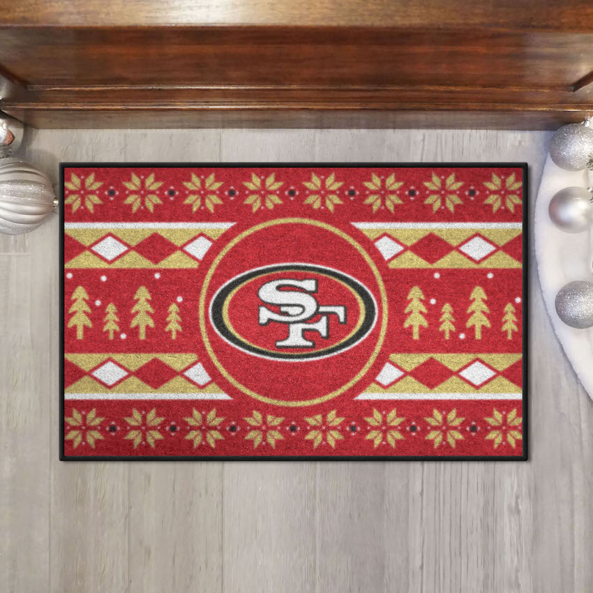 San Francisco 49ers Holiday Sweater Themed 20 x 30 STARTER Floor Mat