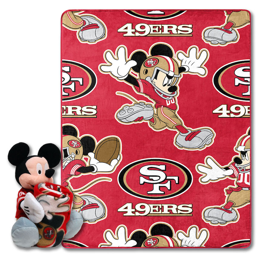 San Francisco 49ers Disney Mickey Mouse Hugger and Silk Blanket Set