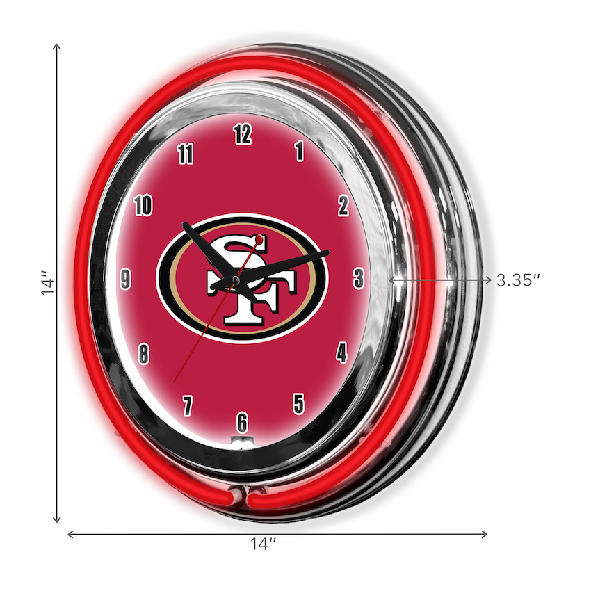 San Francisco 49ers Chrome NEON Clock 14 inch