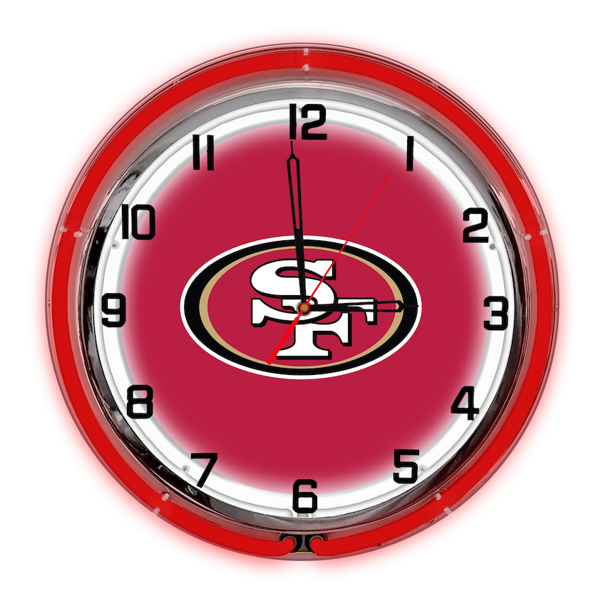 San Francisco 49ers Chrome NEON Clock 18 inch