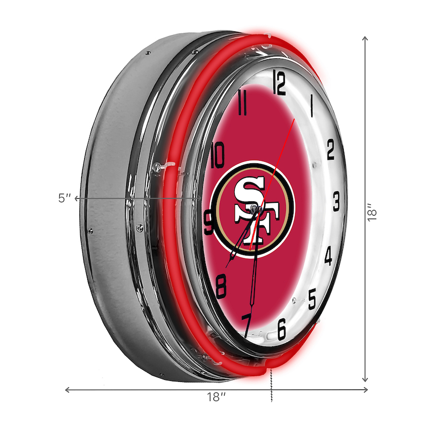 San Francisco 49ers Chrome NEON Clock 18 inch