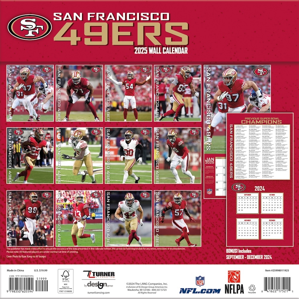 San Francisco 49ers 2025 NFL Mini Wall Calendar