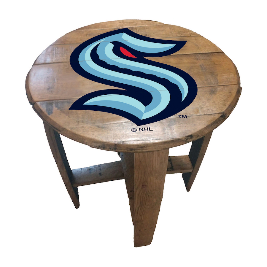 Seattle Kraken Oak Barrel Table