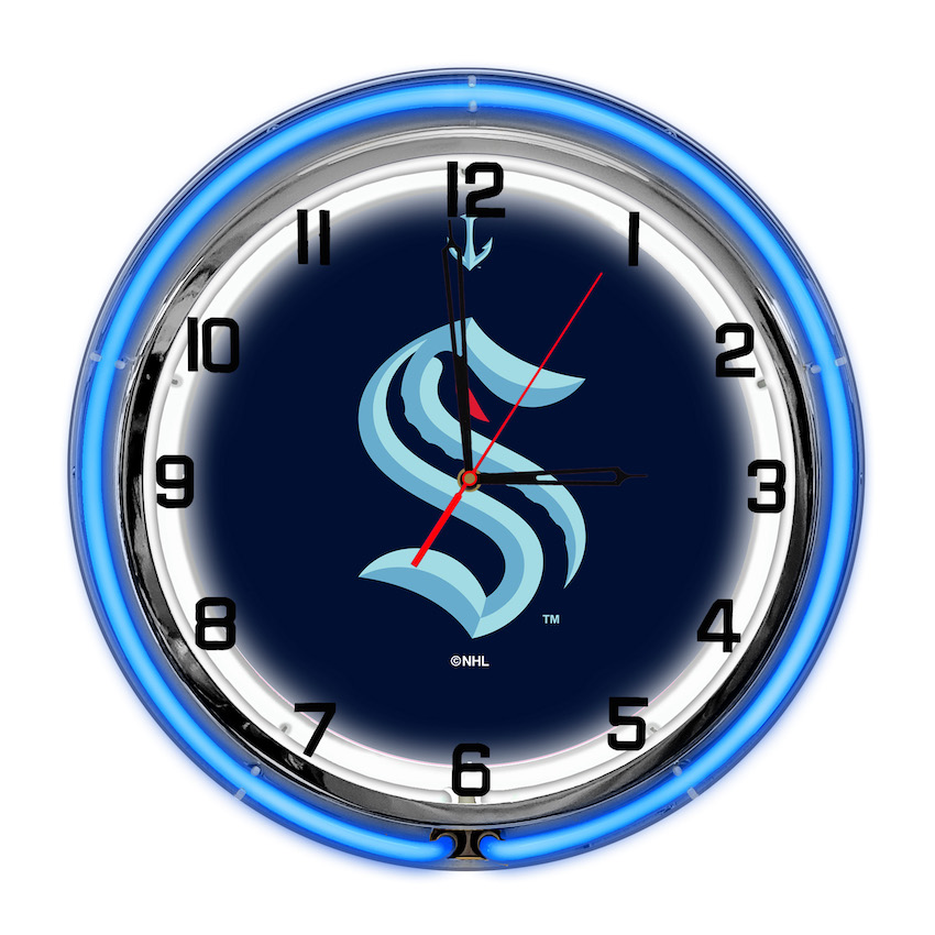 Seattle Kraken Chrome NEON Clock 18 inch