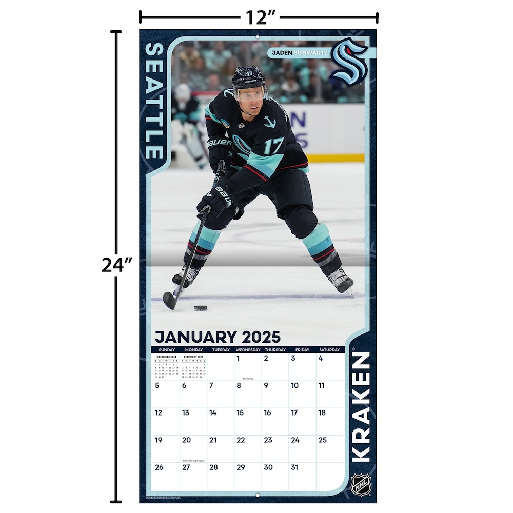 Seattle Kraken 2025 NHL Team Wall Calendar