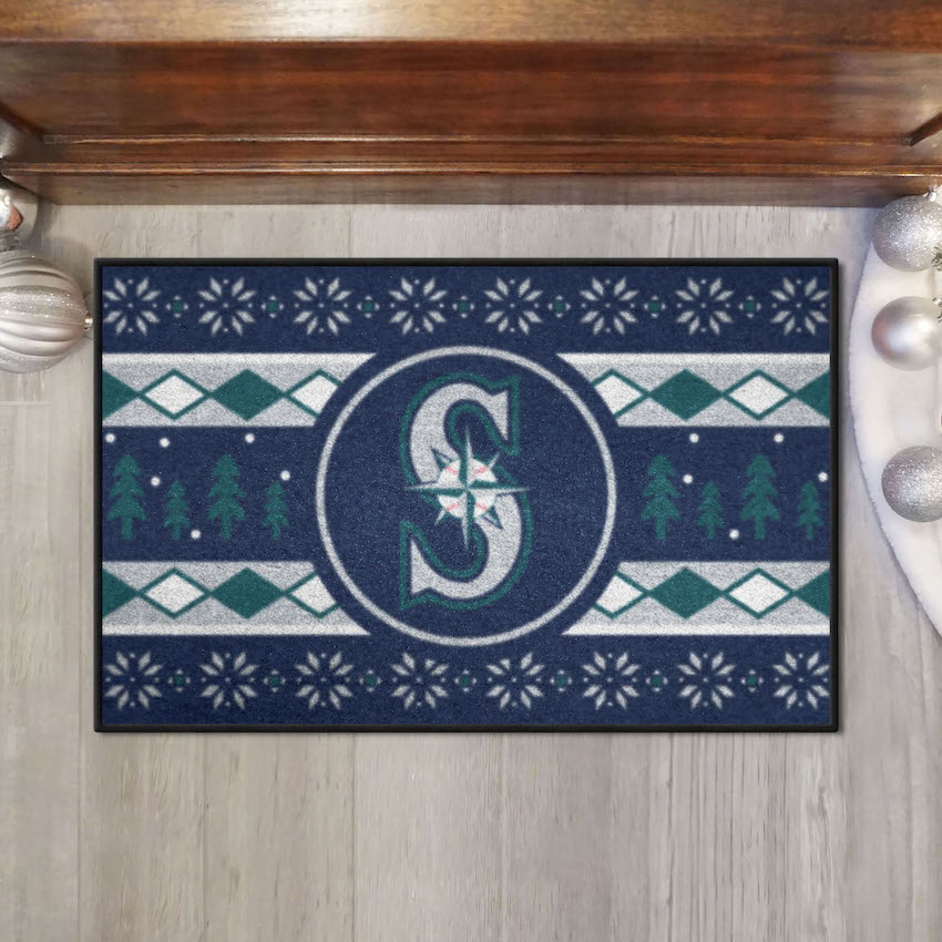 Seattle Mariners Holiday Sweater Themed 20 x 30 STARTER Floor Mat