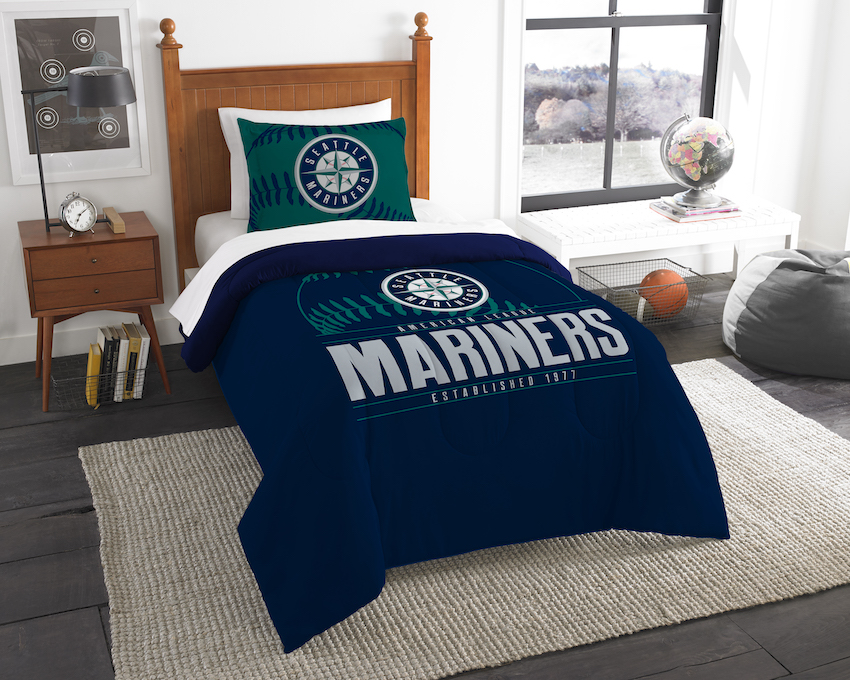 Seattle Mariners Twin Comforter Set with Sham