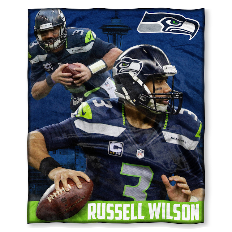 Seattle Seahawks Russell Wilson Silk Touch Throw Blanket 50 x 60