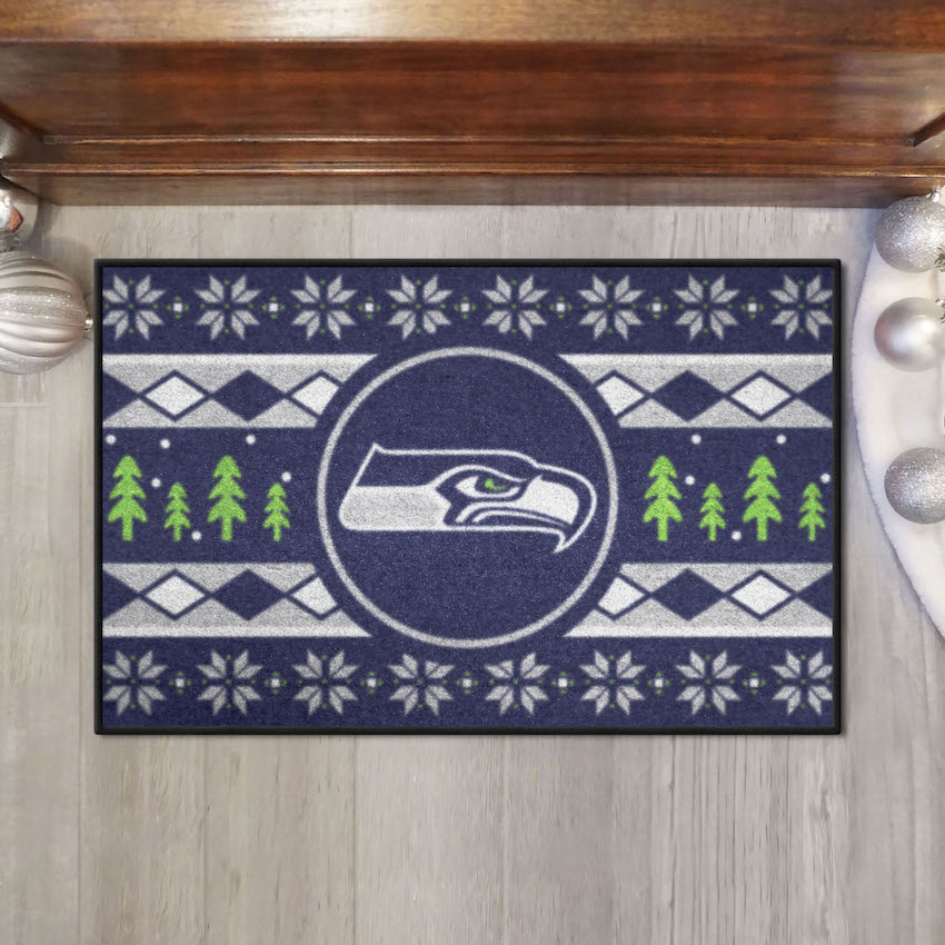 Seattle Seahawks Holiday Sweater Themed 20 x 30 STARTER Floor Mat