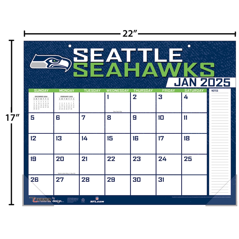 Seattle Seahawks 2025 NFL 22 X 17 Desk Calendar