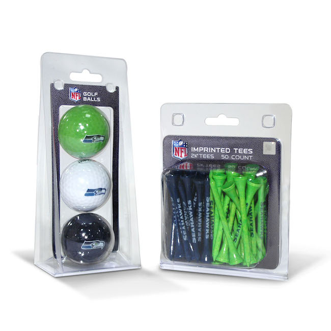 Seattle Seahawks 3 Ball Pack and 50 Tee Pack