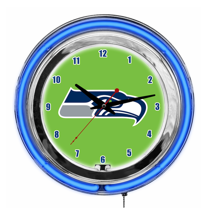 Seattle Seahawks Chrome NEON Clock 14 inch