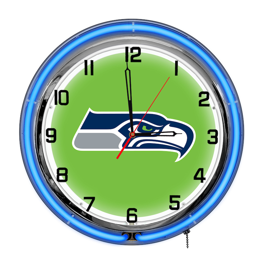 Seattle Seahawks Chrome NEON Clock 18 inch