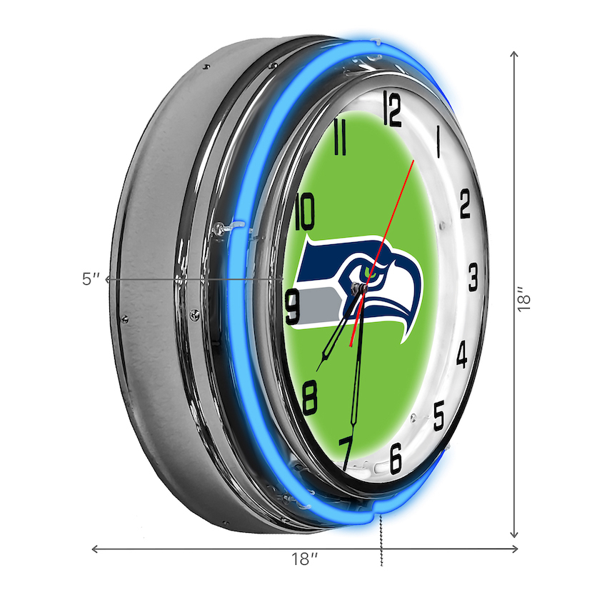 Seattle Seahawks Chrome NEON Clock 18 inch