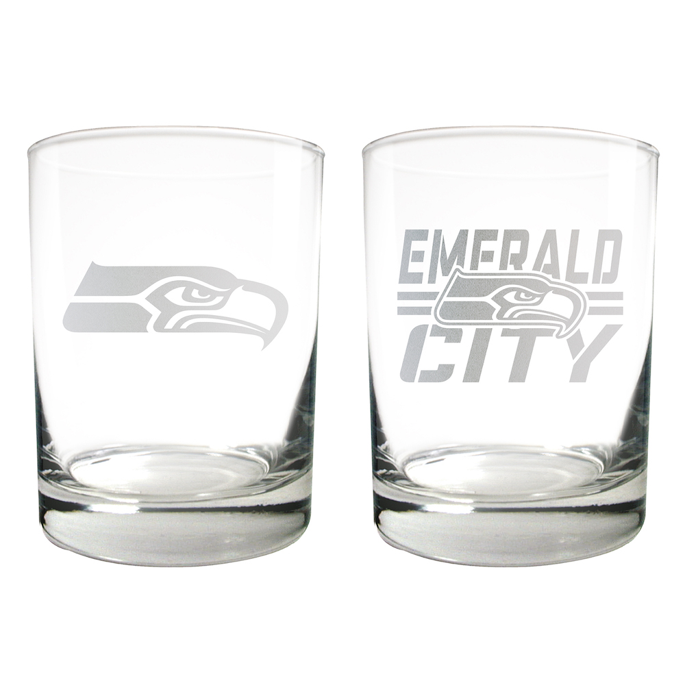 Seattle Seahawks 2pc Rocks Glass Set