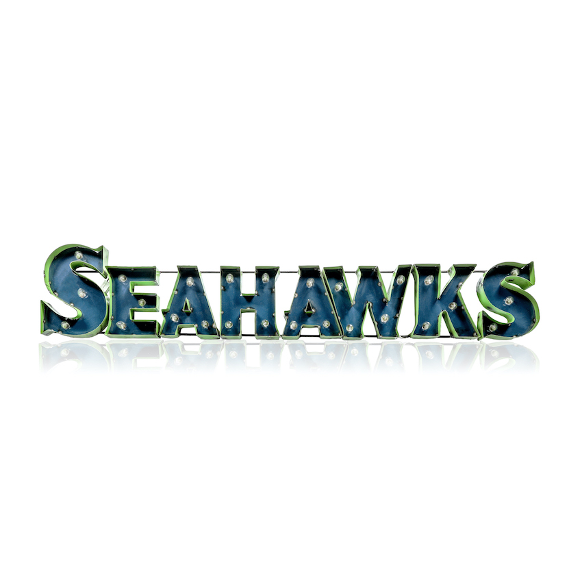 Seattle Seahawks Recycled Metal Light Sign