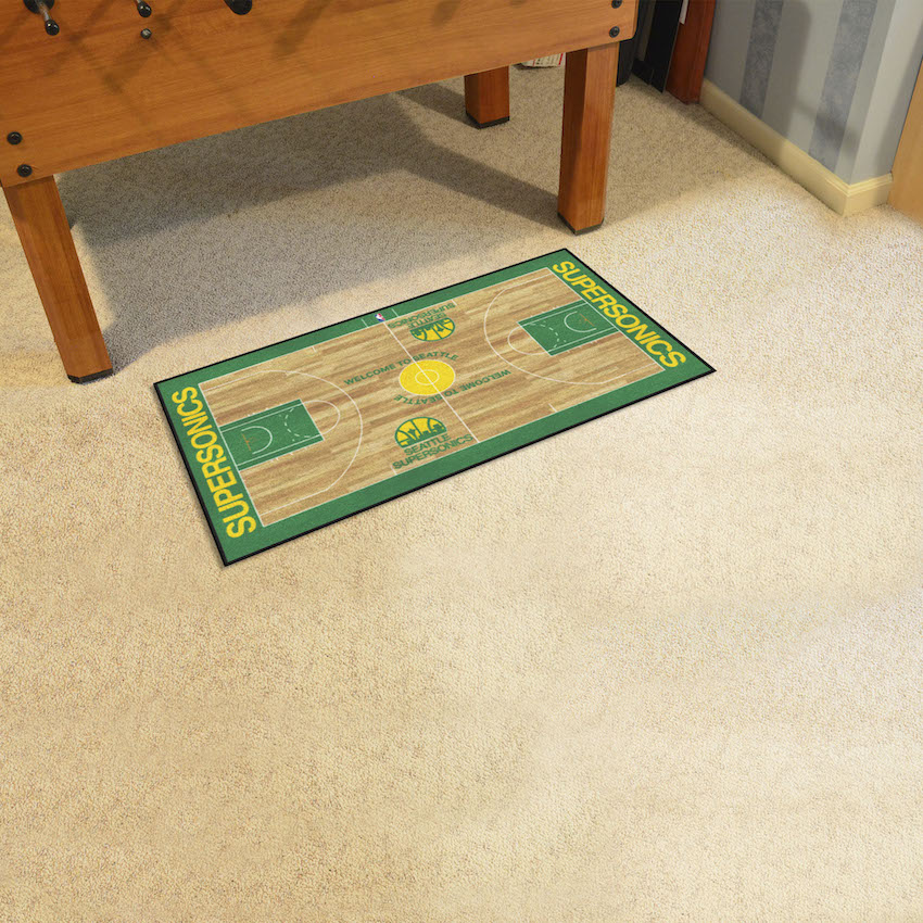 Seattle Supersonics Vintage 24 x 44 Basketball Court Carpet Runner - Throwback Logo