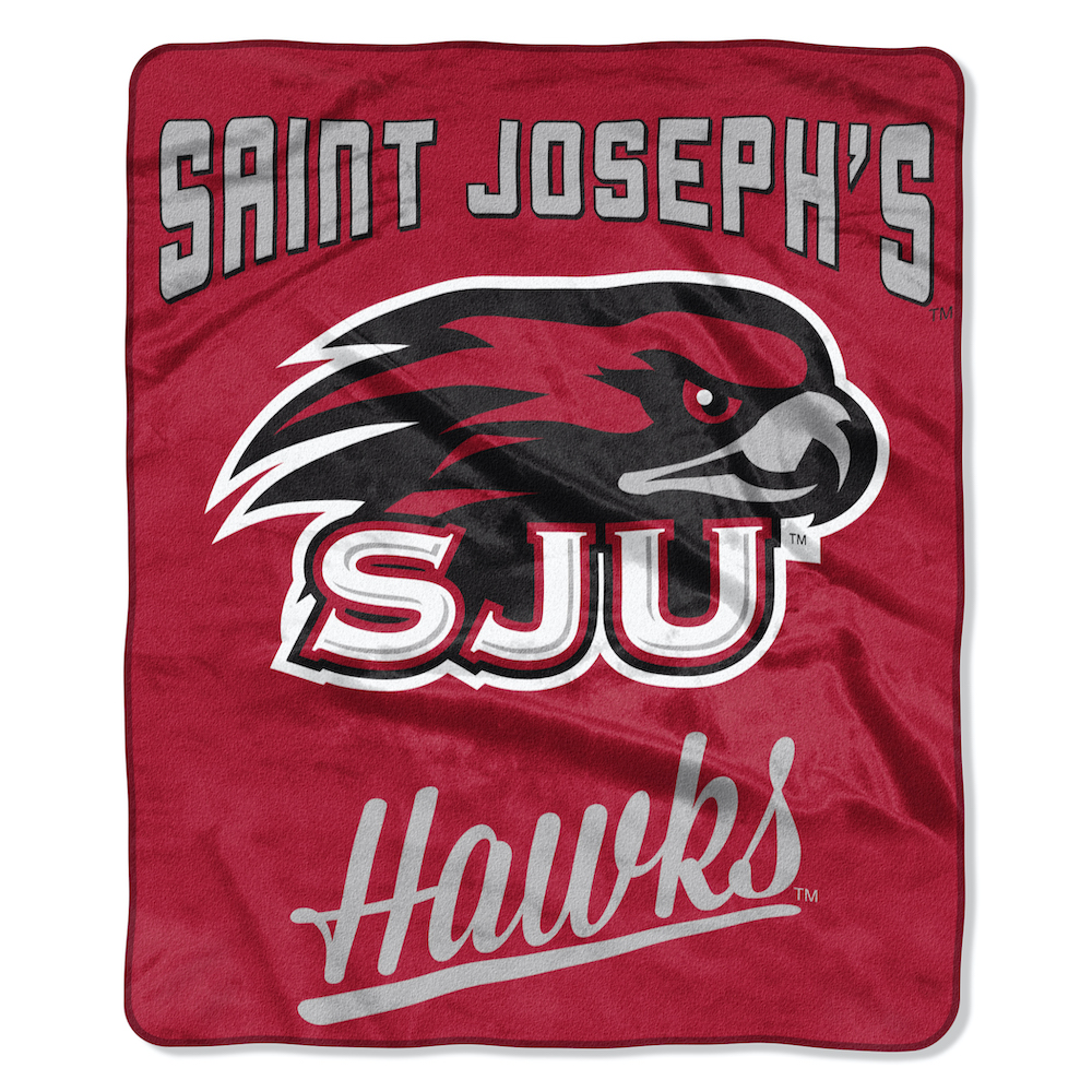 St. Josephs Hawks Plush Fleece Raschel Blanket 50 x 60