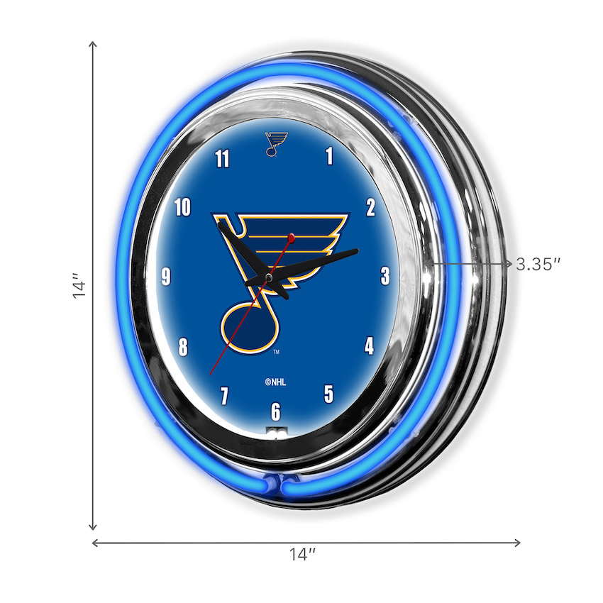 St. Louis Blues Chrome NEON Clock 14 inch