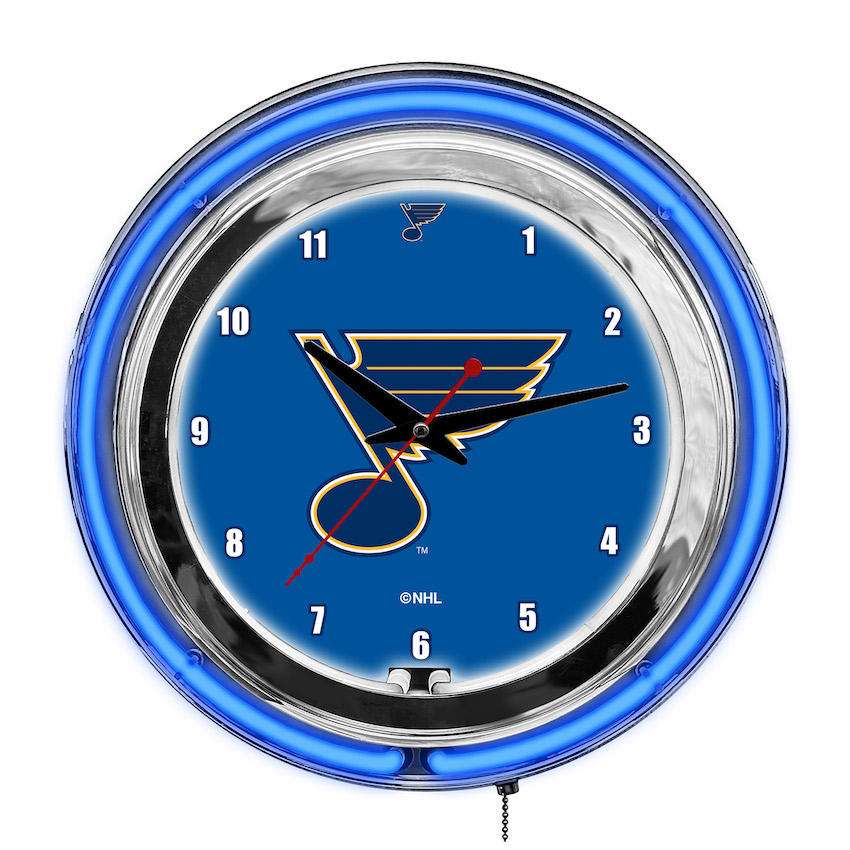 St. Louis Blues Chrome NEON Clock 14 inch