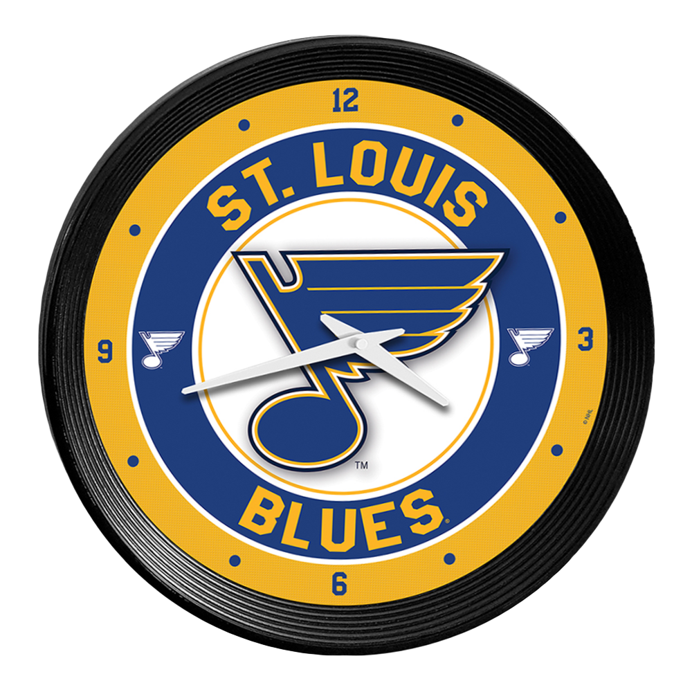 St. Louis Blues Ribbed Frame Wall Clock