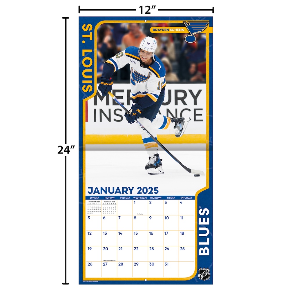 St. Louis Blues 2025 NHL Team Wall Calendar