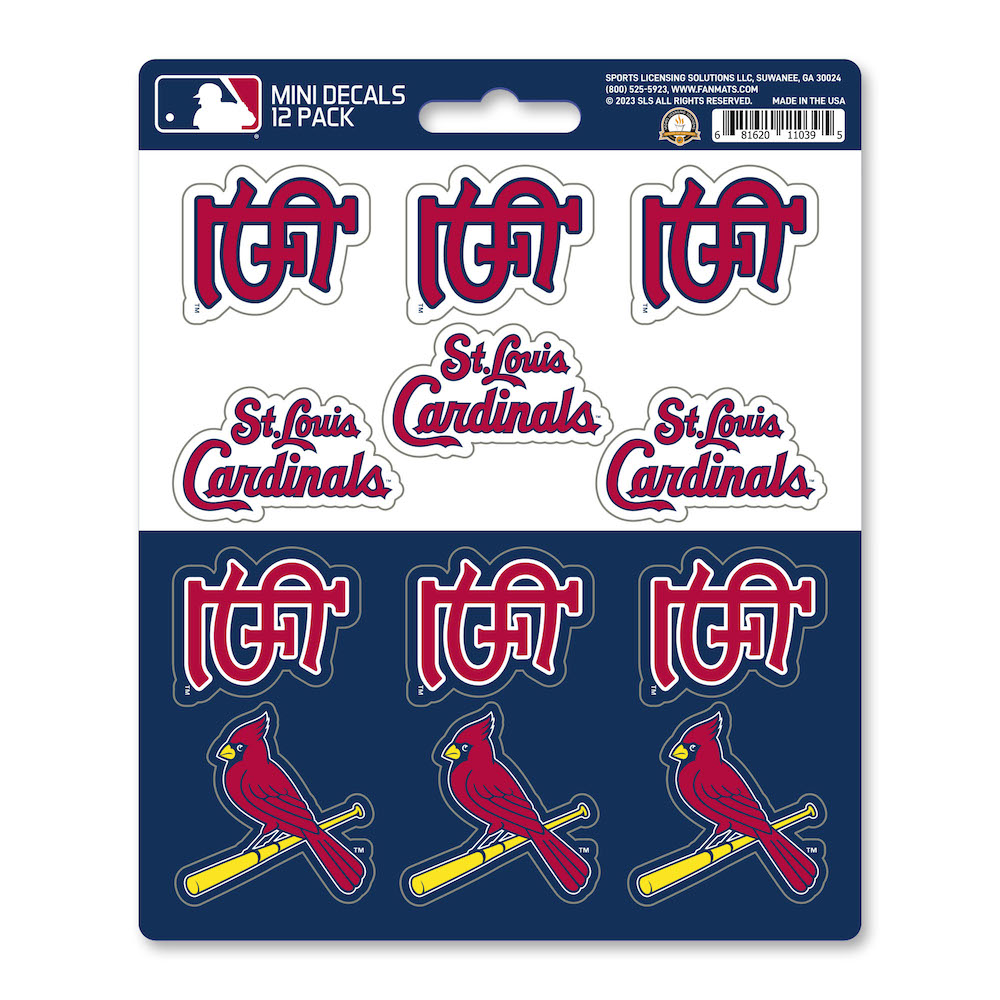 St. Louis Cardinals Team Logo Mini Decal 12 Pack