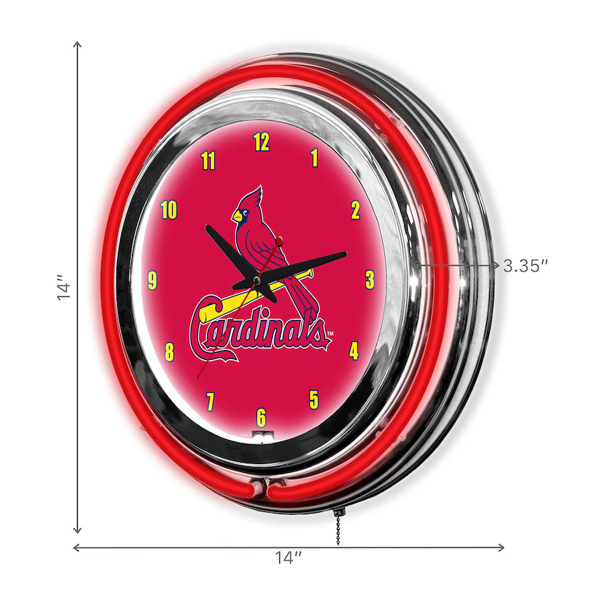 St. Louis Cardinals Chrome NEON Clock 14 inch