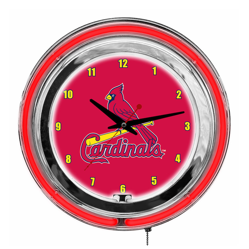 St. Louis Cardinals Chrome NEON Clock 14 inch