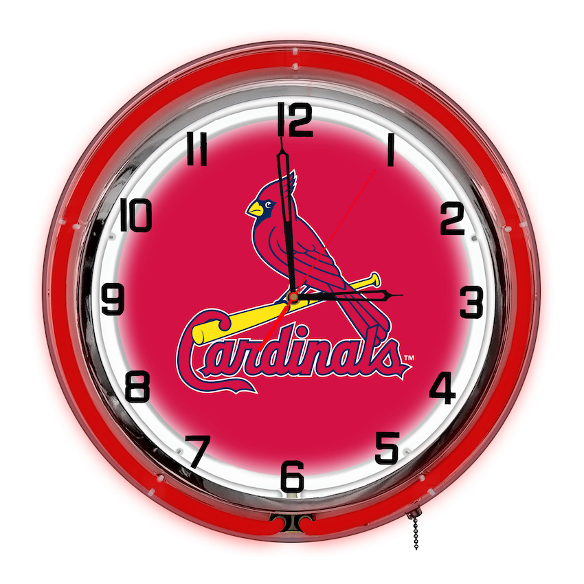 St. Louis Cardinals Chrome NEON Clock 18 inch