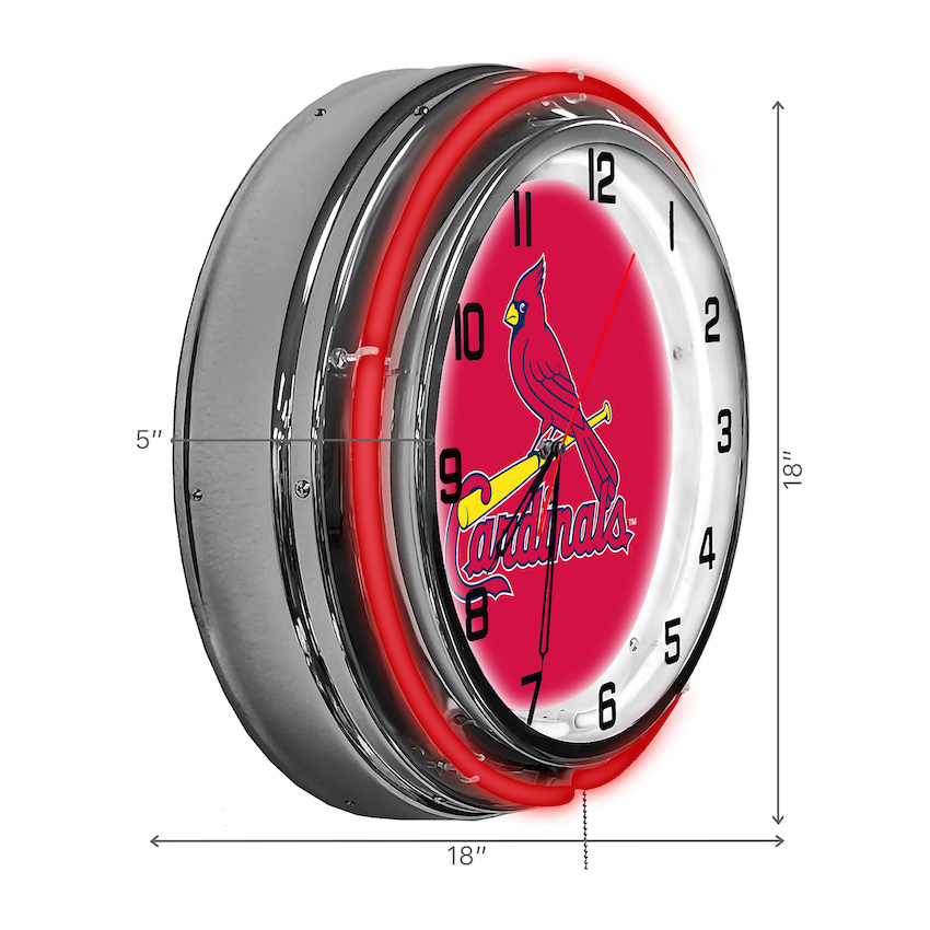 St. Louis Cardinals Chrome NEON Clock 18 inch