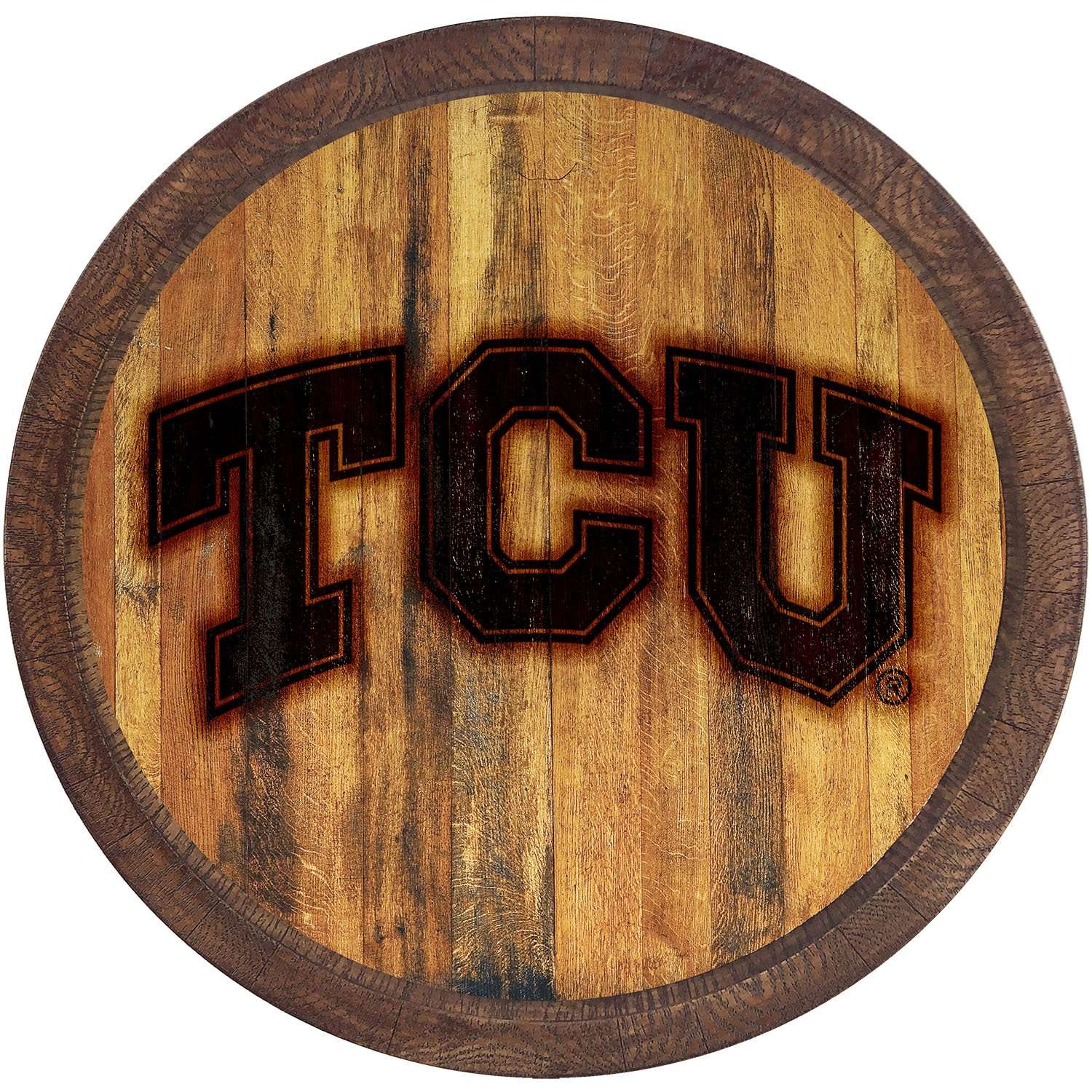 TCU Horned Frogs Branded FAUX Barrel Top Sign