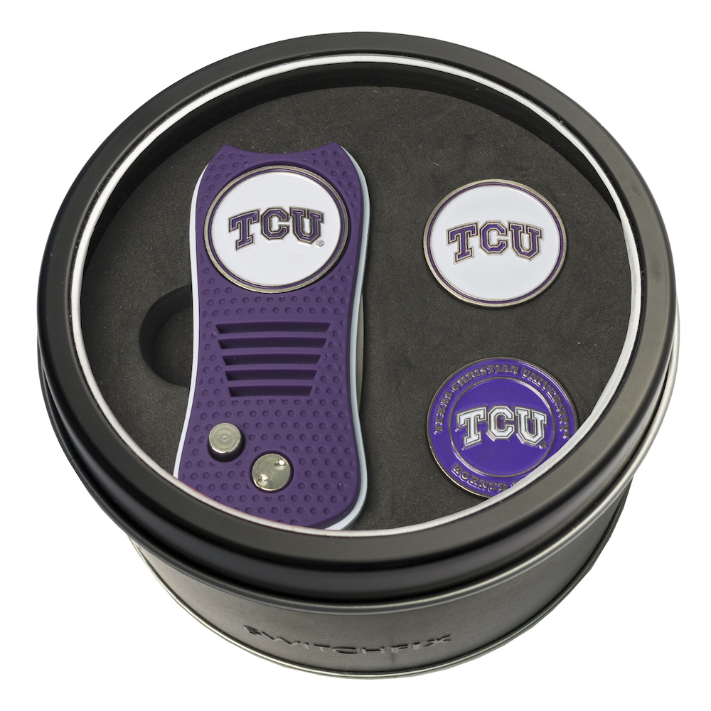TCU Horned Frogs Switchblade Divot Tool and 2 Ball Marker Gift Pack