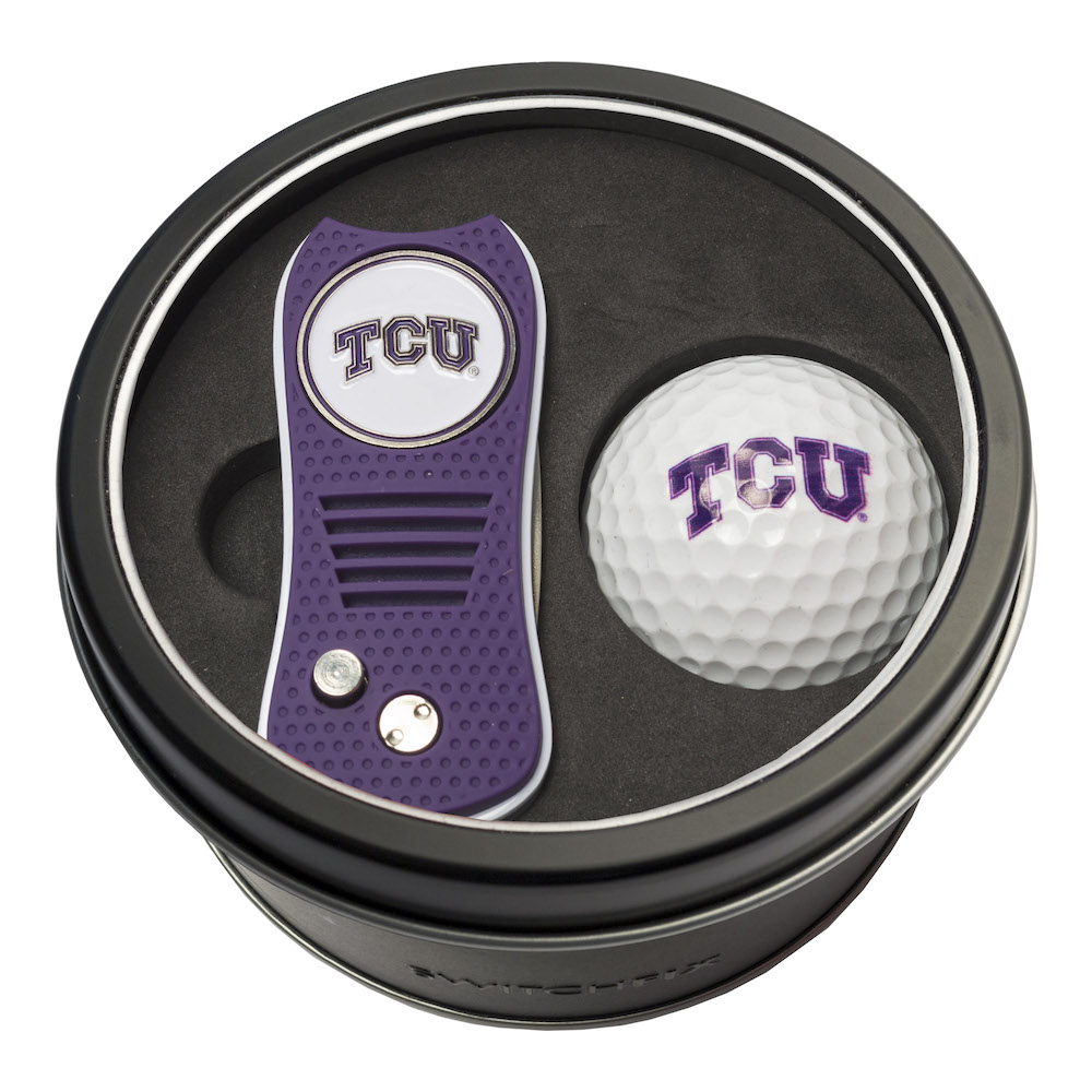 TCU Horned Frogs Switchblade Divot Tool and Golf Ball Gift Pack