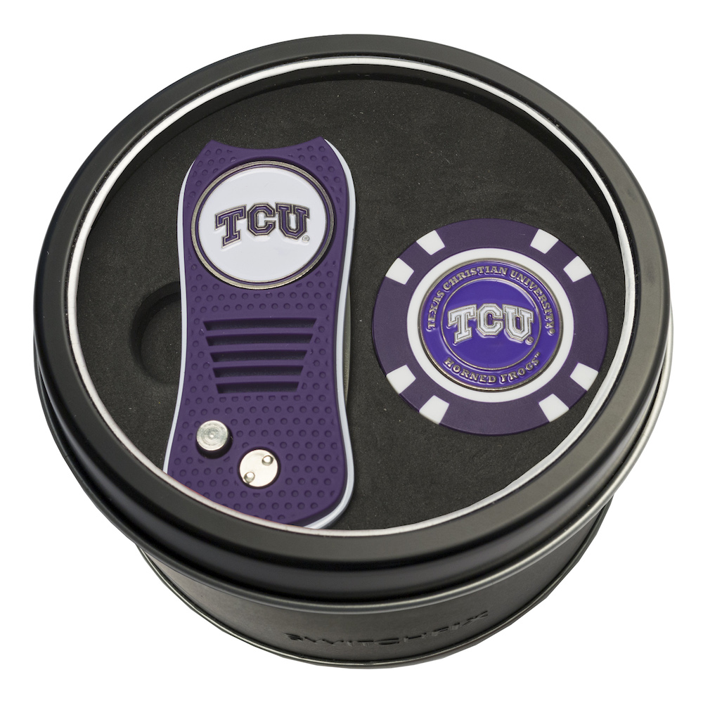 TCU Horned Frogs Switchblade Divot Tool and Golf Chip Gift Pack