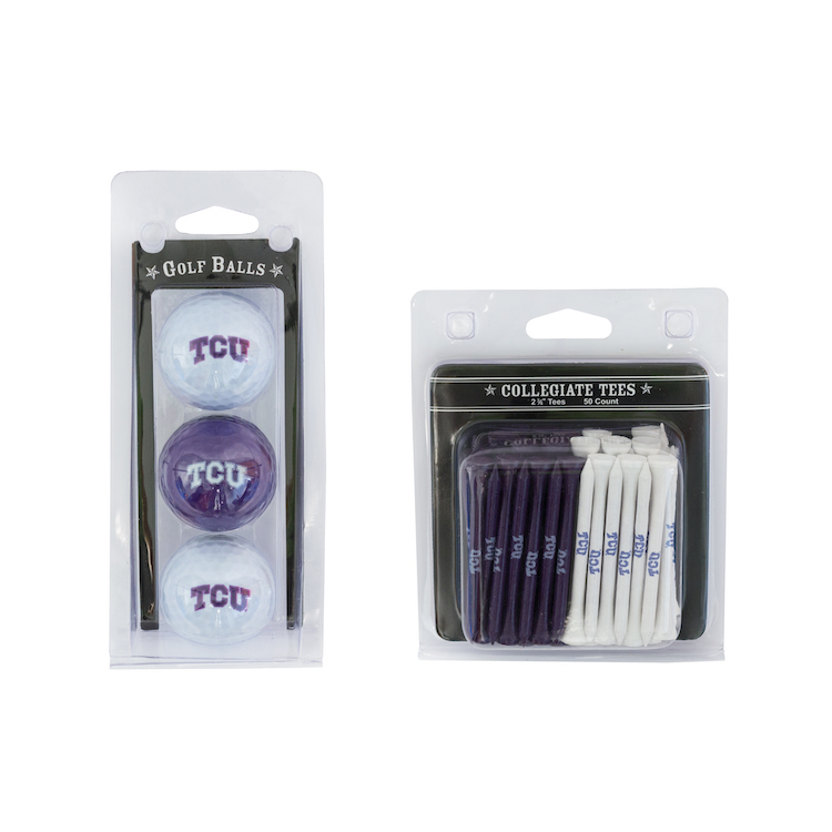 TCU Horned Frogs 3 Ball Pack and 50 Tee Pack