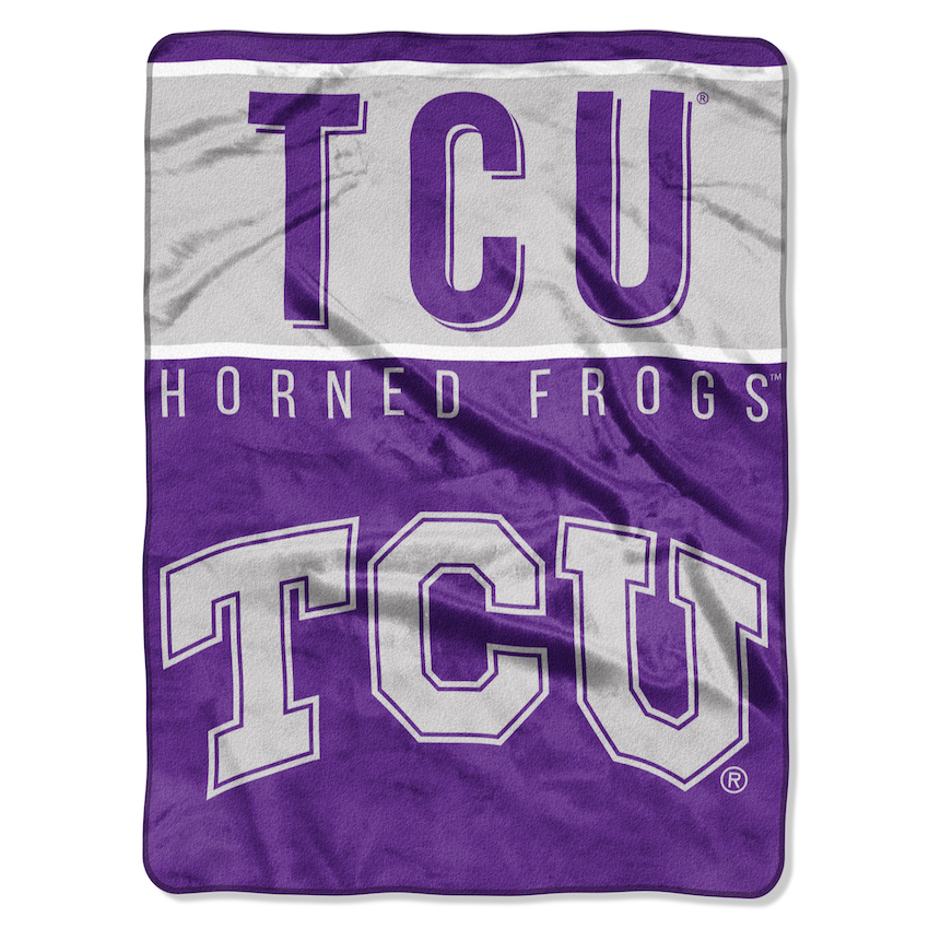 TCU Horned Frogs Large Plush Fleece OVERTIME 60 x 80 Blanket