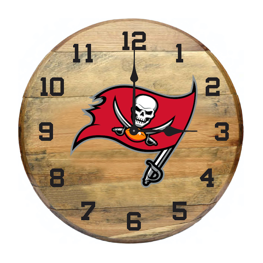 Tampa Bay Buccaneers Oak Barrel Clock