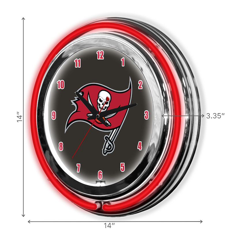 Tampa Bay Buccaneers Chrome NEON Clock 14 inch