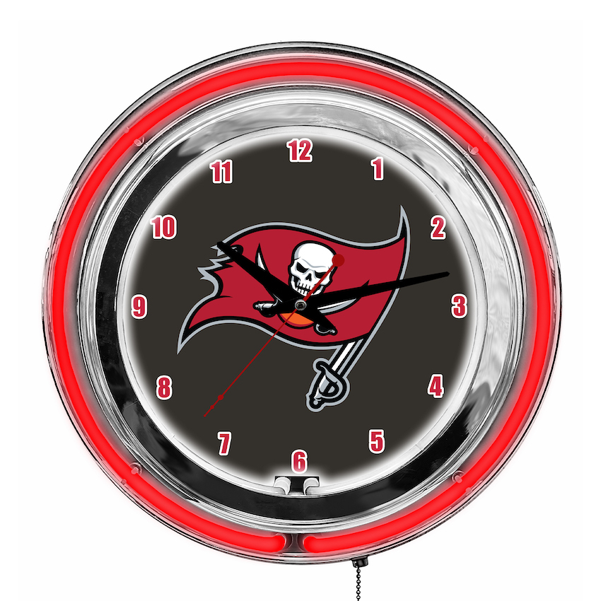 Tampa Bay Buccaneers Chrome NEON Clock 14 inch