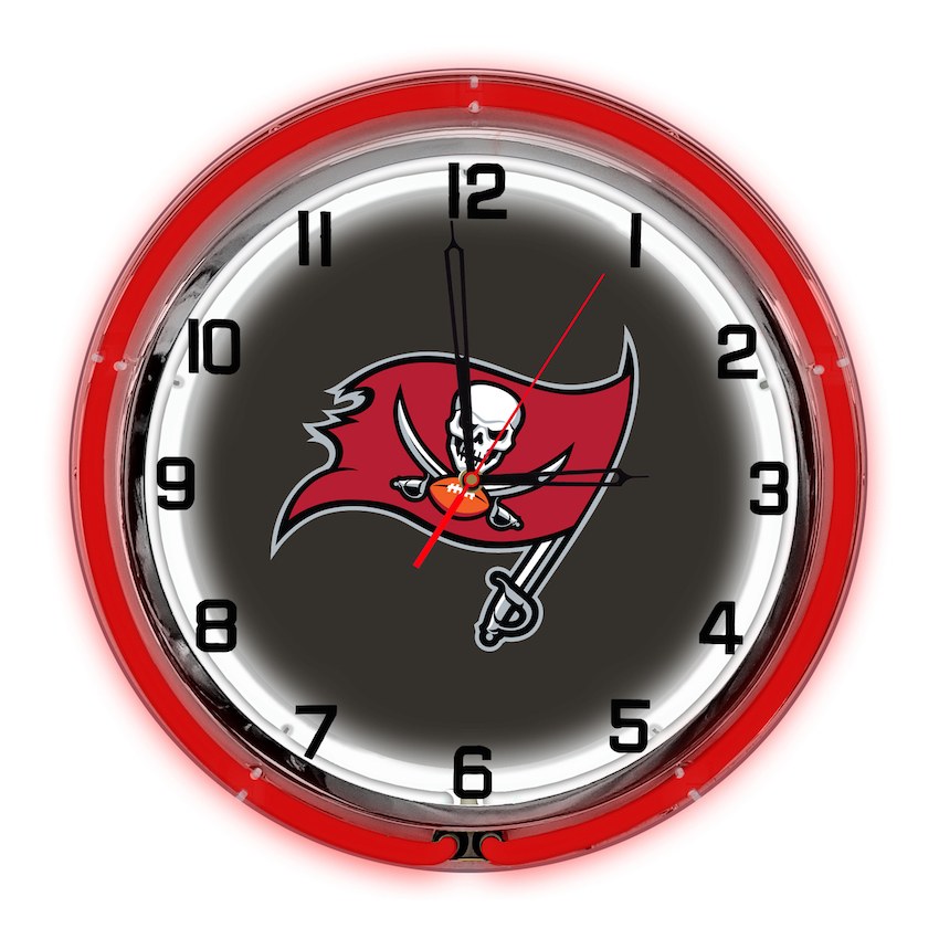 Tampa Bay Buccaneers Chrome NEON Clock 18 inch