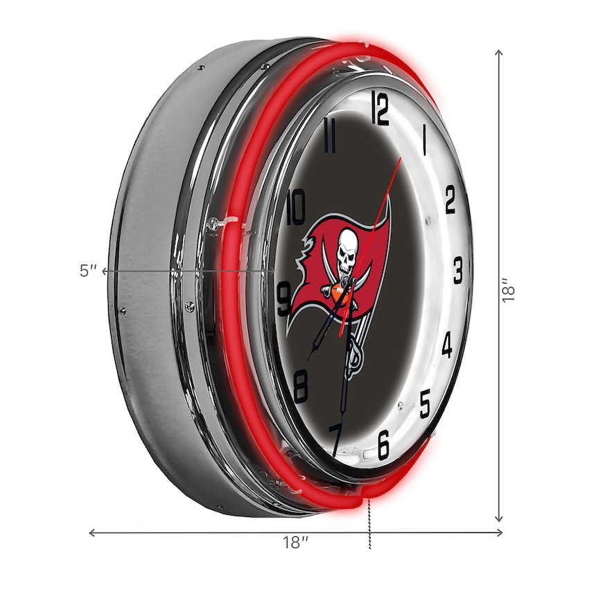 Tampa Bay Buccaneers Chrome NEON Clock 18 inch