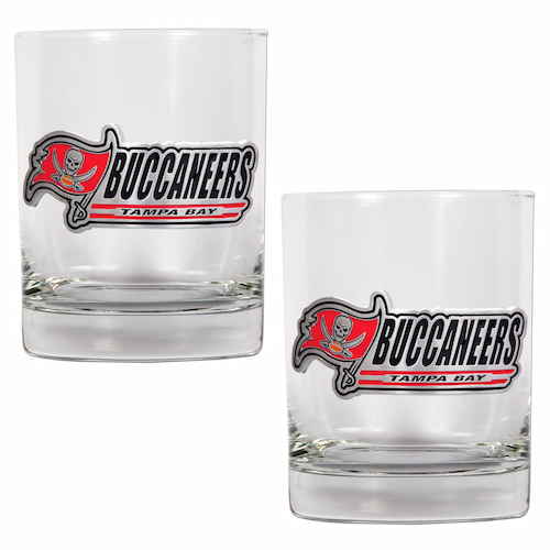 Tampa Bay Buccaneers NFL Logo 2pc Rocks Glass Set