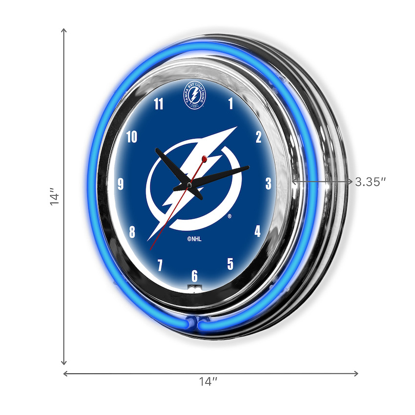 Tampa Bay Lightning Chrome NEON Clock 14 inch