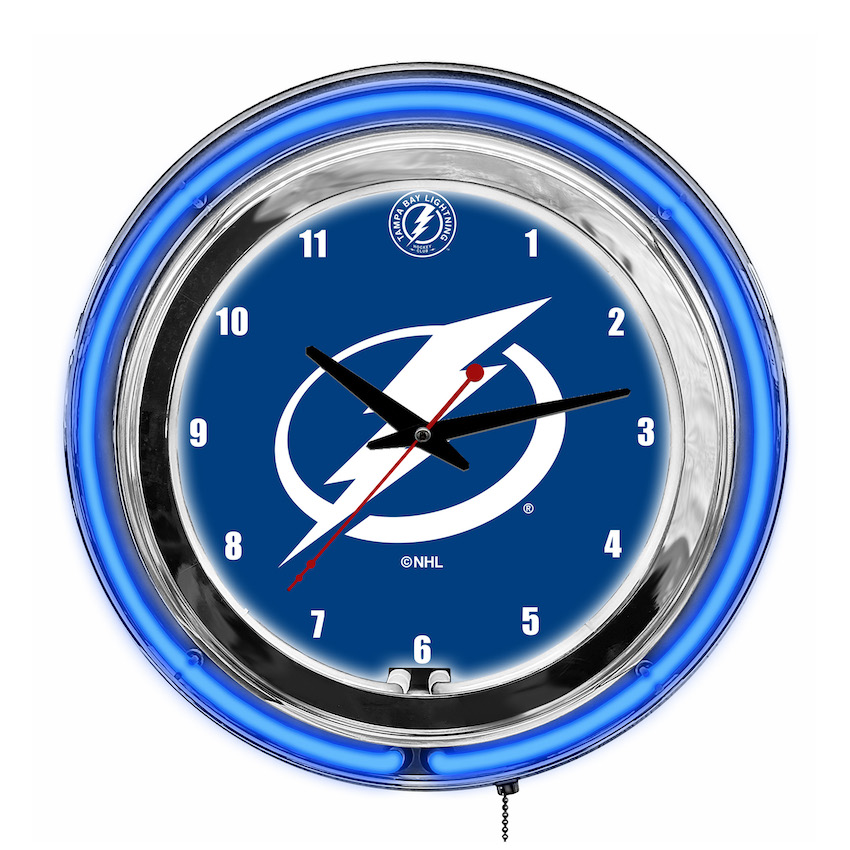 Tampa Bay Lightning Chrome NEON Clock 14 inch